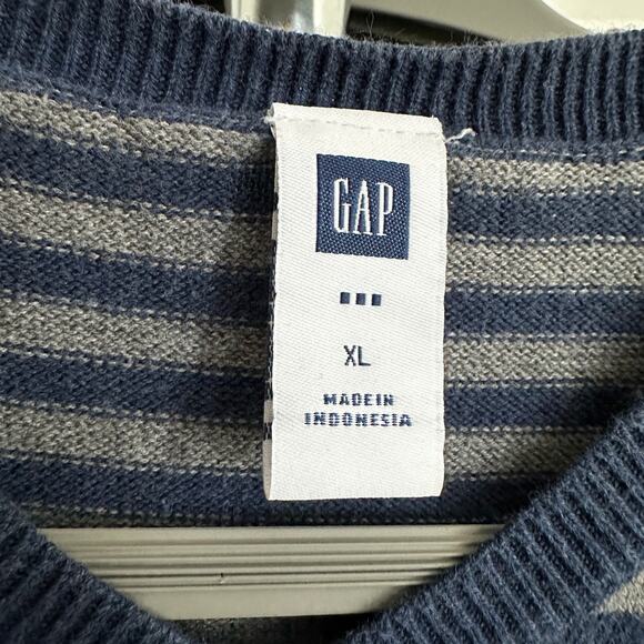 Gap Sweater Mens XL 100% Cotton Grandpa V Neck Nautical Cozy Academia Retro‎ - Picture 8 of 9